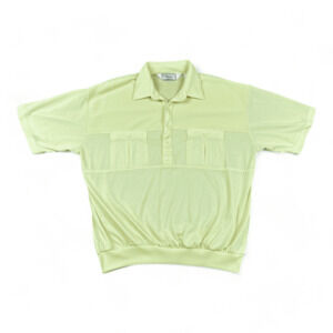 Classics By Palmland Polo Shirt Adult LARGE Yellow Banded Golf Grandpa Retro 80s